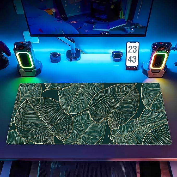 Green Desk Mat Monstera Palm Leaf Mouse Pad Large Gaming Mouse Pad XL Full Desk - Image 7