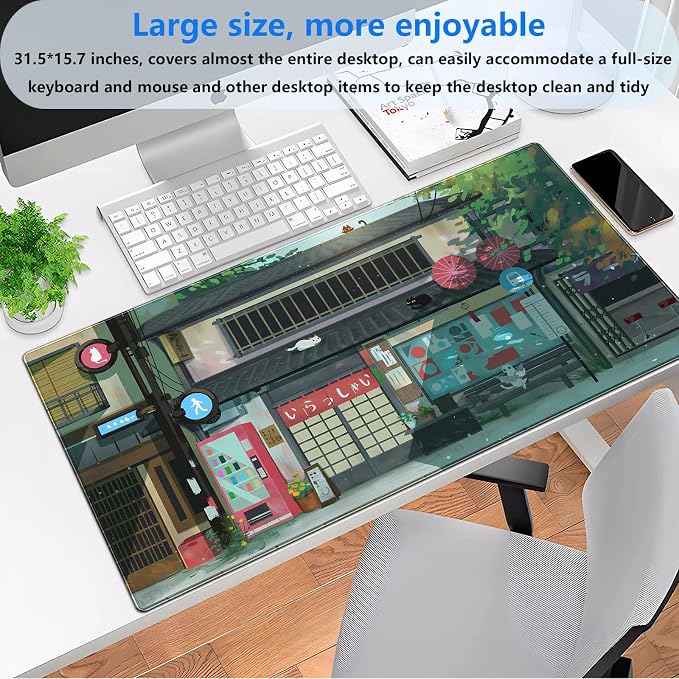 Kawaii Anime Cat Gaming Desk Mat Pad XL Large Mouse Pad Mouse & Keyboard Desk - Image 2