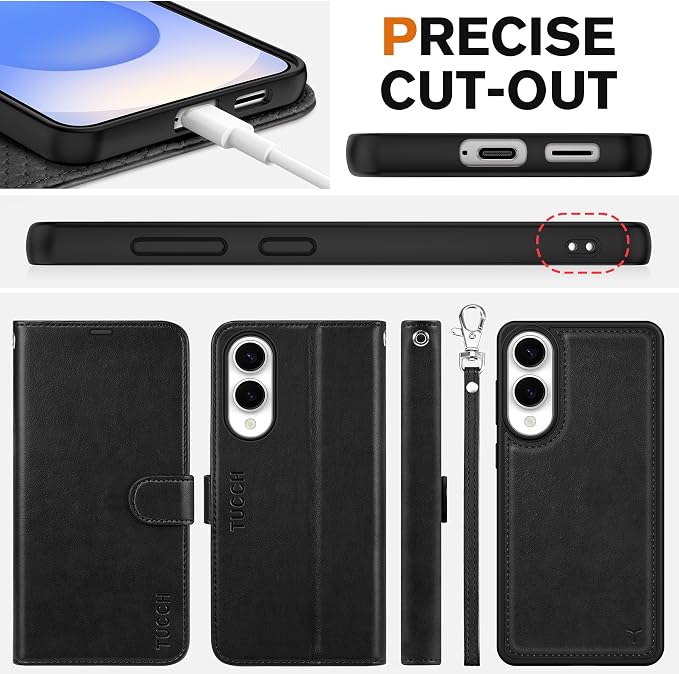 TUCCH Wallet Case for Galaxy S25 Edge, Removable 2 in 1 RFID Blocking Wrist - Image 8