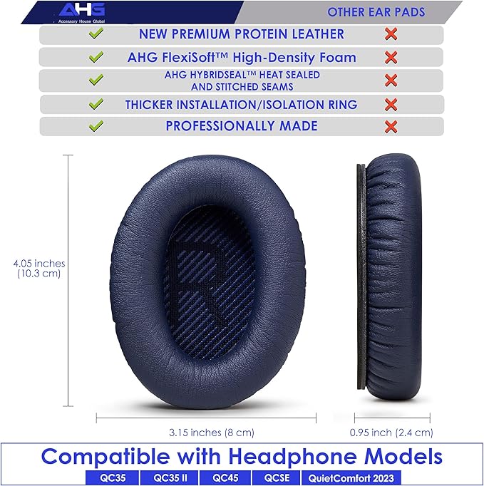 AHG QC35 earpads / QC35 ii Headband pad Cushion kit. Compatible w/Bose - Image 6