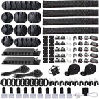 ELII 302PCS Cable Management Kit 4 Cable Sleeve, 45Cable Clips, 11Cable Holders by OfficeArtCraftsProducts