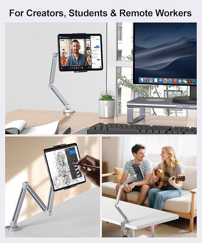 Tablet Arm Mount with Super Grip, Adjustable Foldable Holder & Heavy Duty - Image 5
