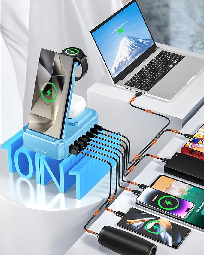 300W Wireless Charger for Samsung, Zutspzss 10 in 1 Wireless Charging Station - Image 6