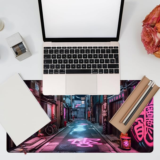 Desk Pad, Anime City Street Scene Desk Mat, 31.5"x15.7" Extended Big Computer - Image 7