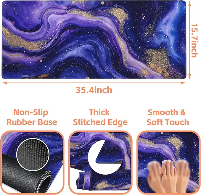 Mouse Pad Large Fluid Art Marble Texture Non-Slip Game Desk Mat - Image 3