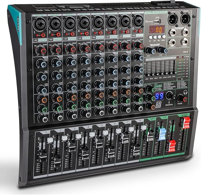 8 Channel Dj Mixer, Dj Board for Pa Stage systems by MADOWL
