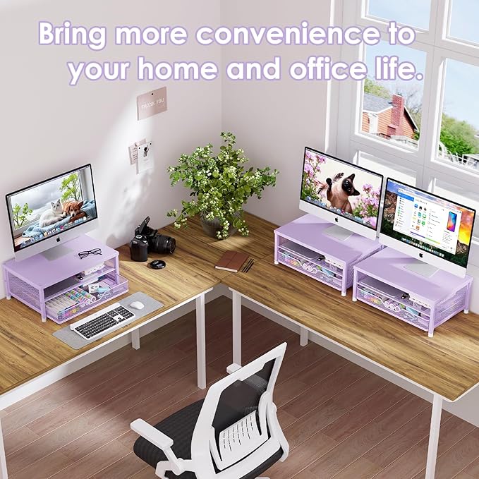 Desk Organizers and Accessories, 2-Tier Computer Monitor Stand Riser - Image 4