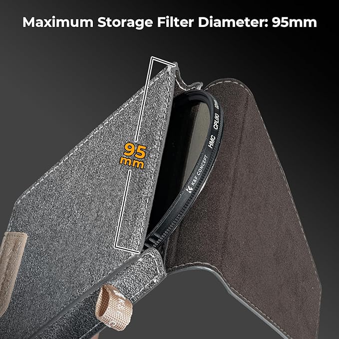 K&F Concept Lens Filter Case 4 Pocket, Leather Carrying Filters Bag Pouch - Image 4