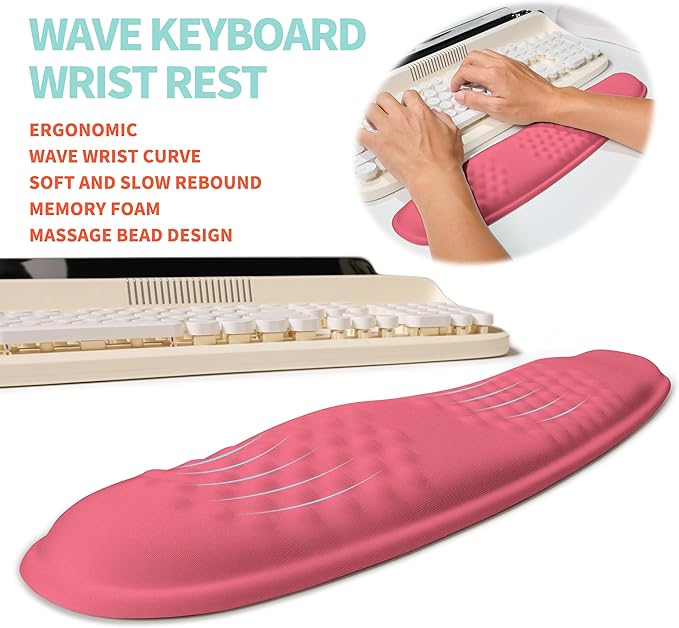 2-in-1 Ergonomic Set, Wave Rise Keyboard Wrist Rest and Massage Bulge Slope - Image 2