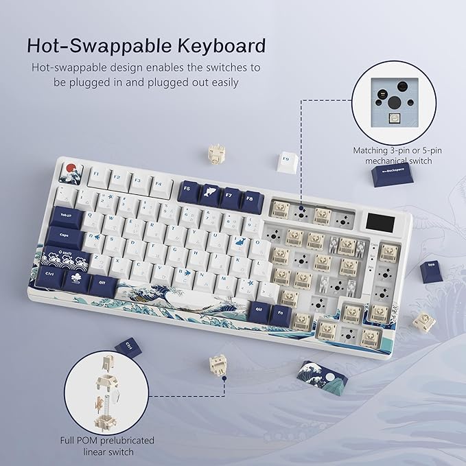 Womier S-K80 75% Keyboard with Color Multimedia Display Mechanical Gaming - Image 4