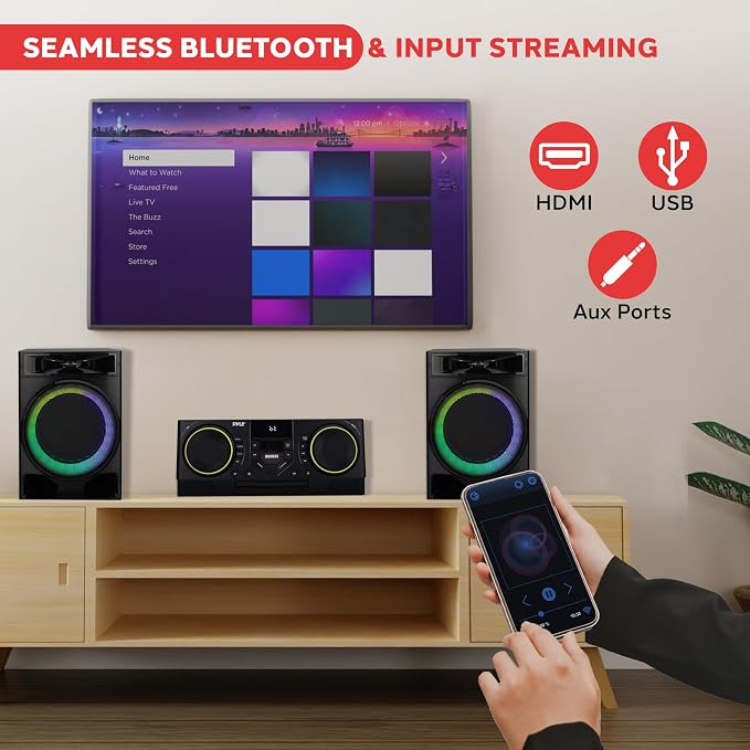 Pyle CD Stereo System with Bluetooth, MP3/DVD/CD Playback, Dual USB Recording - Image 5