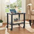 2 Tier Printer Stand with Storage, Under Desk Shelf Printer Table, Rolling - Image 6