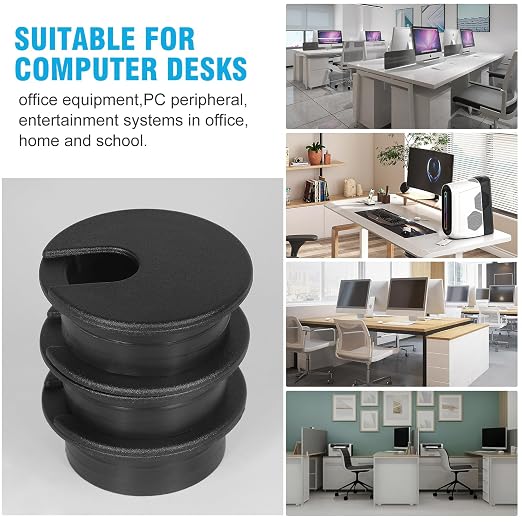 1-3/8" Black Desk Grommet, JTemgle Plastic Cable Hole Cover Computer Table Cord - Image 7
