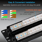 Cat6 Patch Panel 48 Port with Keystone, RJ45 Network Panel 19 Inch, Punch Down - Image 2