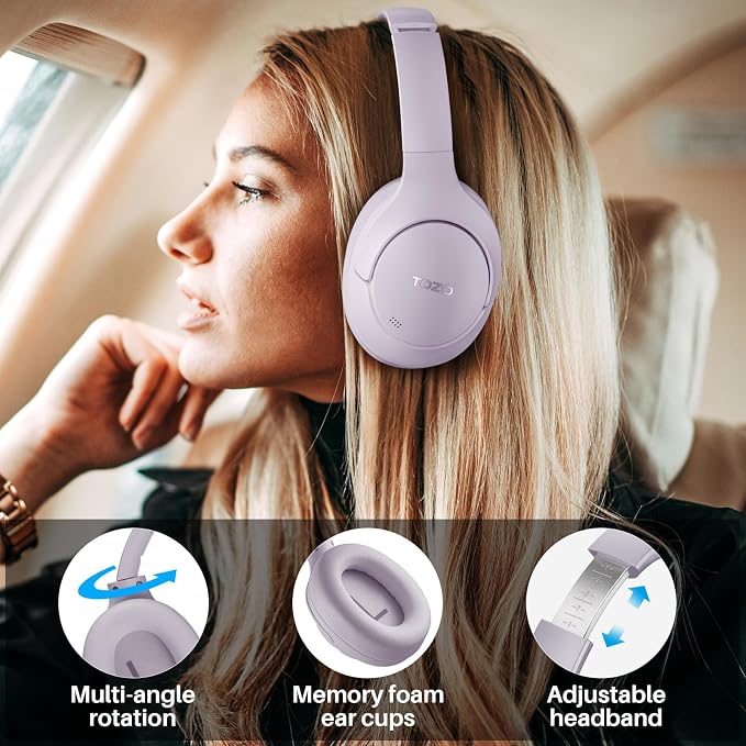 TOZO HT2 Hybrid Active Noise Cancelling Headphones, Wireless Over Ear Bluetooth - Image 8