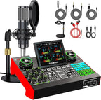 Podcast Microphone Bundle with Live Sound Board Audio Mixer, Podcast Equipment by tenlamp