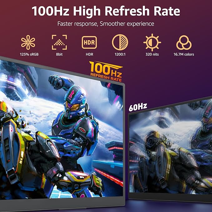 VisionOwl Large Portable Monitor-18.5 Inch Computer Gaming Display 100Hz 125% - Image 3