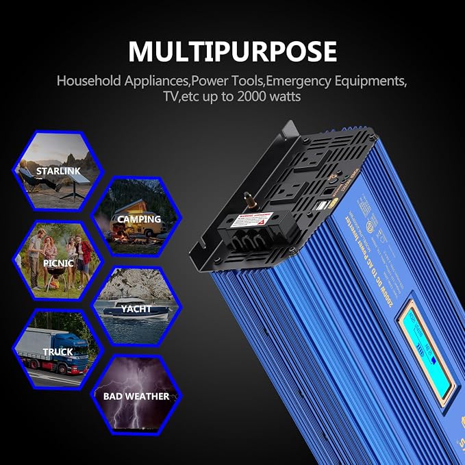Power Inverter 2000w DC 12V to AC 120V ETL UL458 Compatible - Image 5