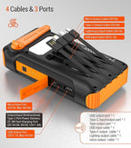 Solar Power Bank 20000mAh Built in Hand Crank and 4 Cables 22.5W Fast Charge - Image 5