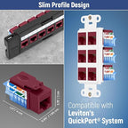 Everest 45° Angled RJ45 Cat5e Keystone Jacks 10-Pack in Red - Image 7