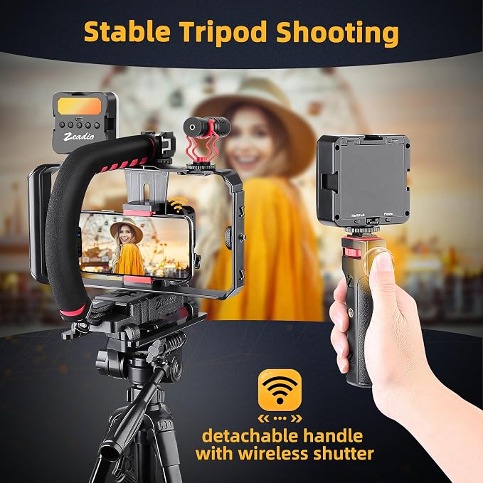 Zeadio Smartphone Camera Stabilizer Kit, Portable Handle Grip Handheld Video Rig - Image 6