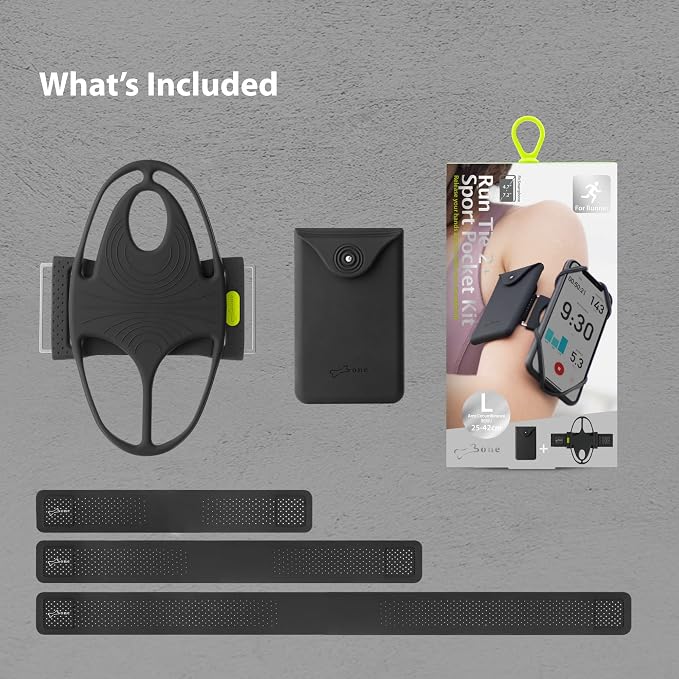 Bone Cell Phone Armbands+Sport Pocket, Run Tie 2+Pocket, L Arm Size, Fits Phone - Image 4