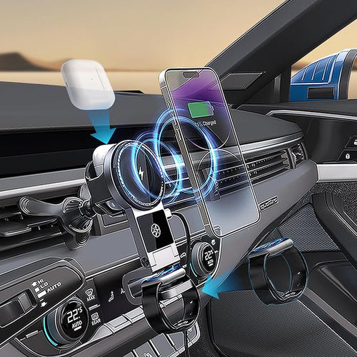 3 in 1 Wireless Car Charger, 15W Fast Charging Phone Holder Foldable Magnetic - Image 2