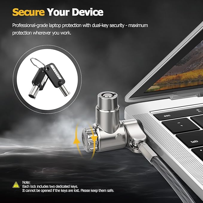AboveTEK 3-in-1 Universal Laptop Cable Lock, Professional Laptop Security Lock - Image 7