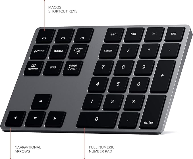 Satechi Bluetooth Extended Numeric Keypad, Slim Rechargeable 34-Key Numberpad - Image 4