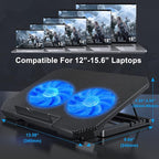 LIENS Laptop Cooling Pad with Adjustable Height Two 5.1 Inches Fan 2 USB Ports - Image 6