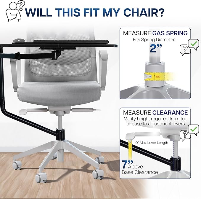VIVO Office Chair Mounted 26 x 12 Inch Keyboard and Mouse Tray, Ergonomic Tilt - Image 5