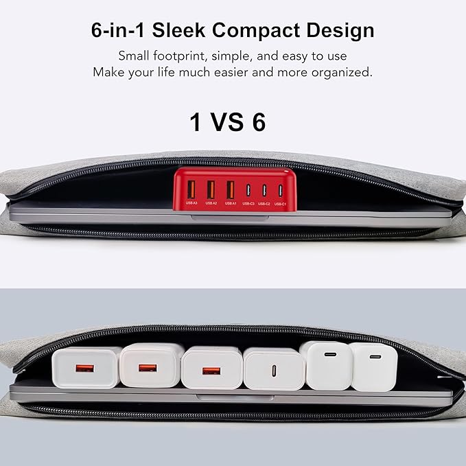 USB C Fast Charger, 100W GaN 6 Port Type C Charging Station Hub Block Cube - Image 7