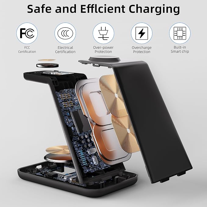 Wireless Charging Station, 3 in 1 Fast Wireless Charger - Image 3