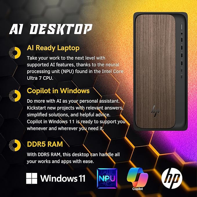 HP OmniDesk Desktop AI Ready PC, Intel Ultra 7 265, Prebuilt Business Tower - Image 5