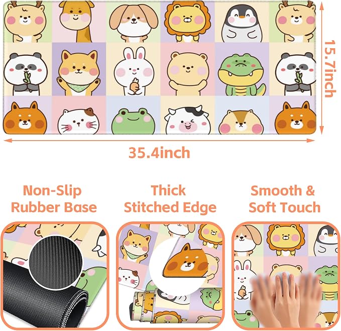 Mouse Pad Large Cute Animals Non-Slip Game Desk Mat - Image 3