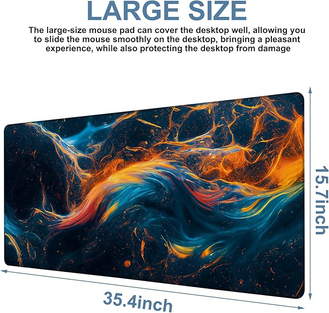 Gaming Desk Pad Large Extra Length Abstract Colorful Art Mouse Pad Keyboard - Image 3