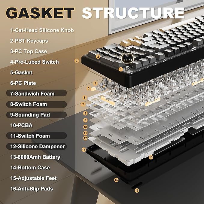 YUNZII B98 PRO QMK/VIA Wireless Mechanical Gaming Keyboard, 96% Layout - Image 5