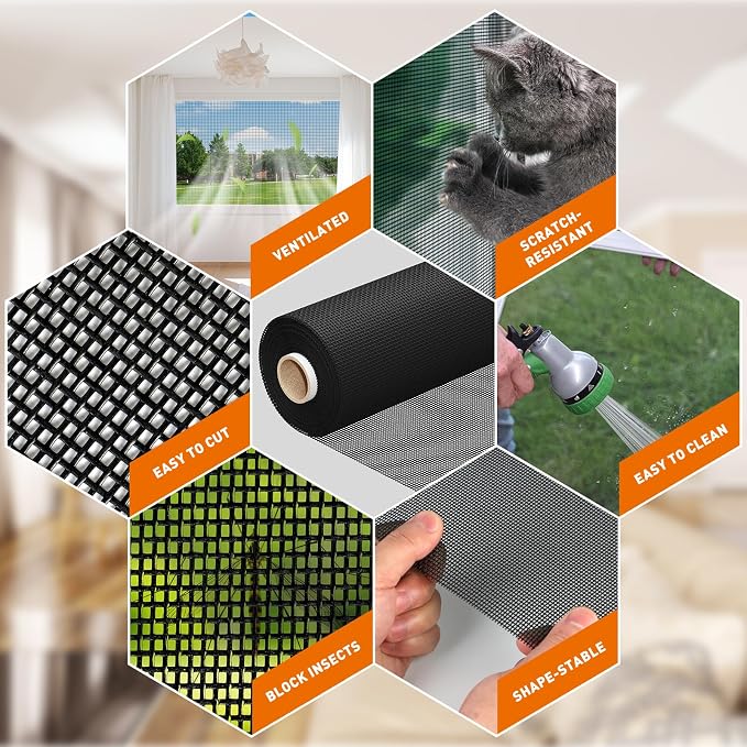 MAGZO Pet Proof Window Screen Replacement Mesh Roll, 37.4in × 16.4ft Upgraded - Image 5