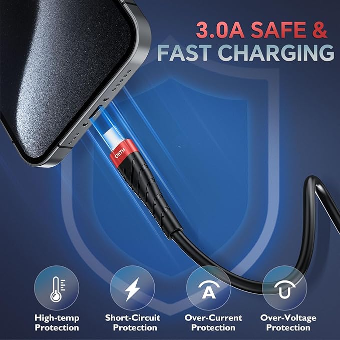 OIITH USB C Cable, USB A to USB C 3A Fast Charging Phone USB Type-C Charge - Image 2