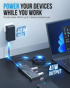 SABRENT 7-Port USB-C Hub with Power Switches, 5Gbps USB 3.2, 48W Powered Hub - Image 3