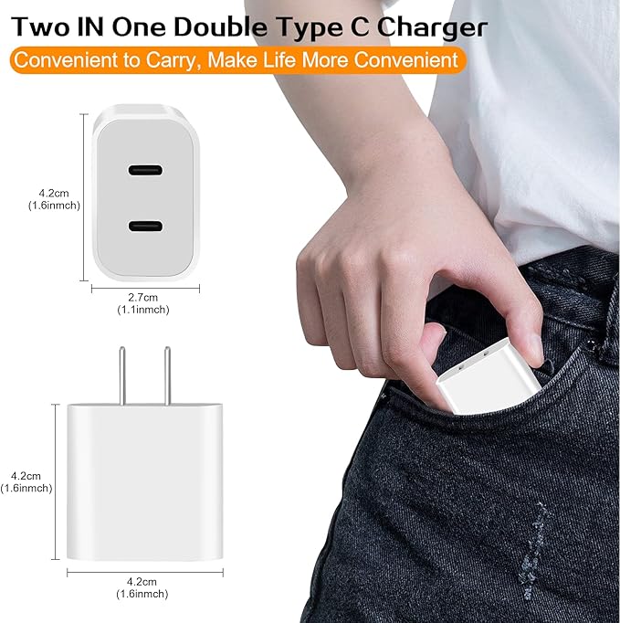 Super Fast iPhone Charger, Dual Port USB C iPhone Charger Fast Charging Block - Image 7