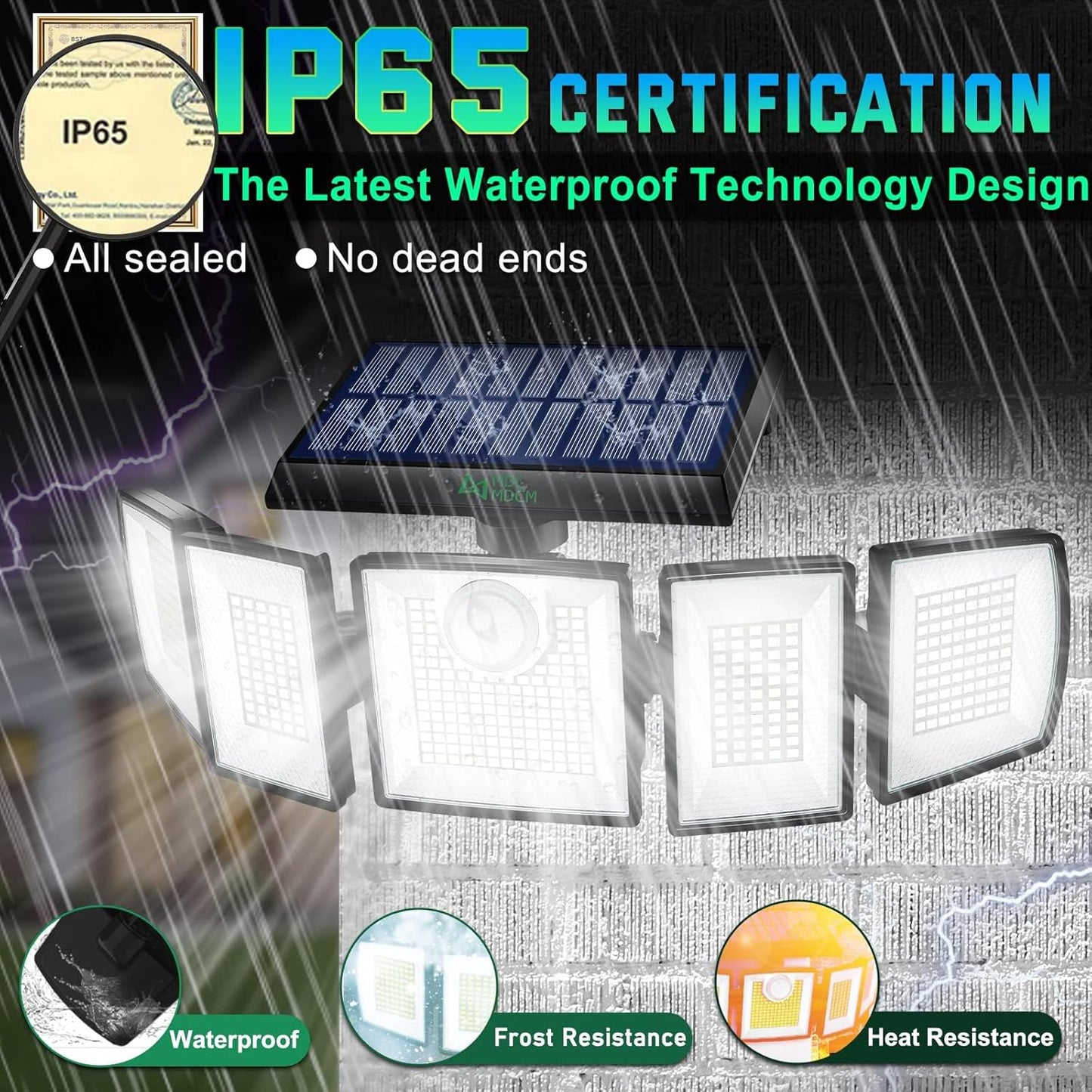 Solar Outdoor Lights Motion Sensor Waterproof - 416 LEDs 3000 Lumens Super Bright Solar Flood Security Light for Porch Yard Patio Garage