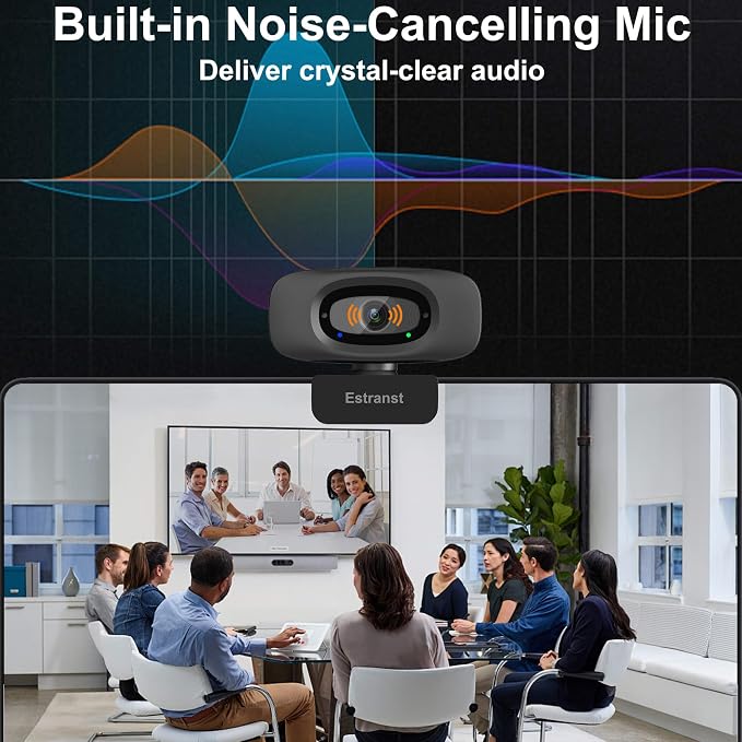 Autofocus 2K Webcam with Privacy Cover & Noise Canceling Microphone, Works with - Image 3