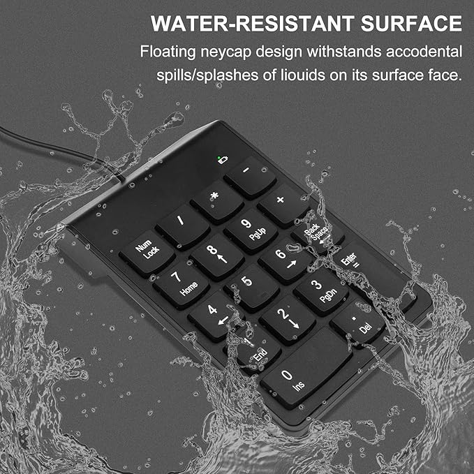 Numeric Keypad for Laptop, 10 Key USB Keypad, Portable Ultra Slim Mini Numpad - Image 3