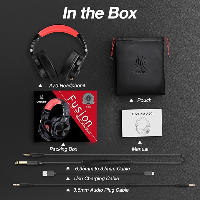 OneOdio A70 Bluetooth Over Ear Headphones, Wireless Headphones w/ 72H Playtime - Image 9