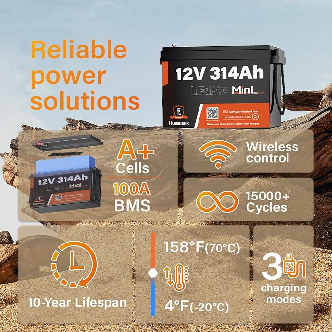 12V 300Ah LiFePO4 Lithium Battery Bluetooth MINI, Max. 4190Wh Energy, EV A+ - Image 2