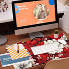 Desk Pad, Retro Red Floral Large Gaming Mouse Pad, 31.5"x15.7" Extended Big - Image 5