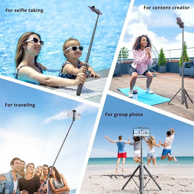 ATUMTEK 51" Selfie Stick Tripod, All in One Extendable Phone Tripod Stand - Image 8