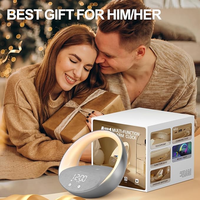 Bluetooth Alarm Clock, Sunrise Simulation Wake Up Night Light, 15W Fast - Image 7