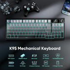RedThunder K95 Wireless Mechanical Keyboard, TFT Screen & Knob, Trip-Modes - Image 2